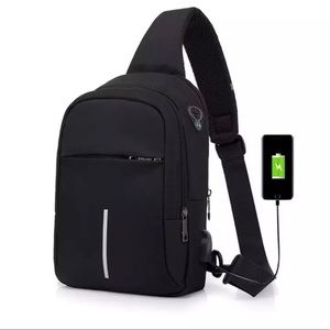 Black USB charging Shoulder Bag